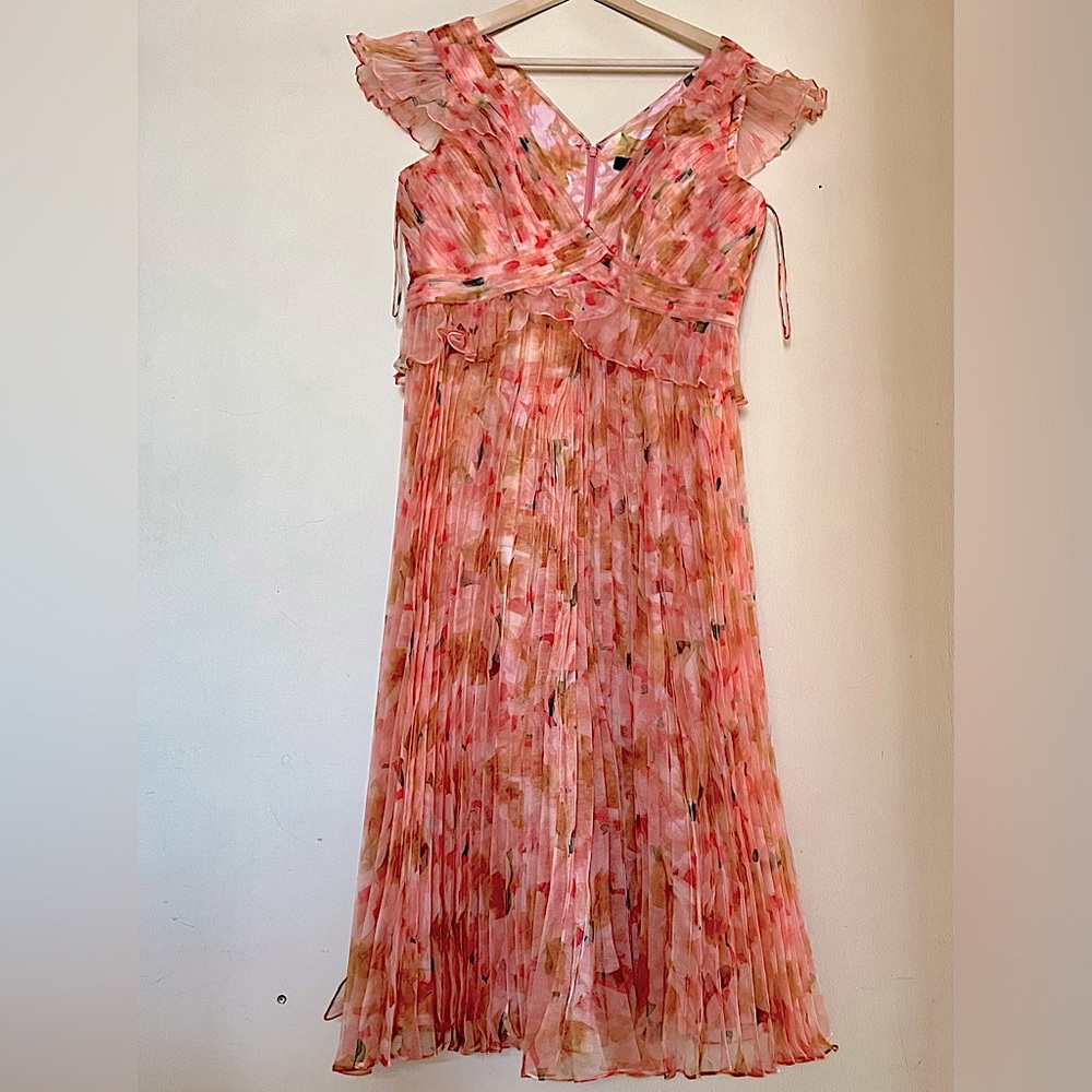 THEIA Holly Pleated Tea Length Gown - Picture 7 of 14